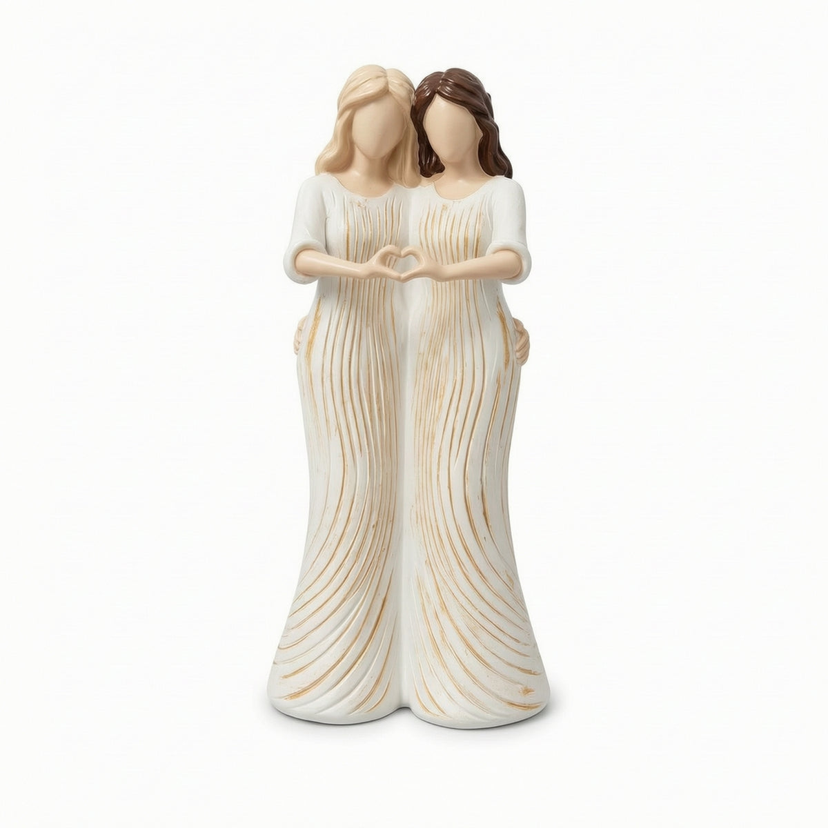 Heart Figurine with Gold Lines Faceless Decor Modern for Shelf, Desk, Art Lovers