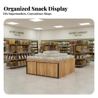 Supermarket Island Cabinet Large Storage Capacity Bulk Food Display Stand Heavy Duty Snack Display Shelf for Supermarkets, Grocery Stores