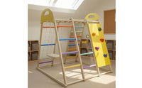 Sturdy Toddler Climbing Gym Colorful Wooden Climbing Frame Handholds Indoor Adventure Gym Playset Movement Skill Development