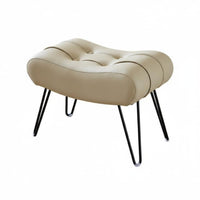 Light Luxury Aesthetic Tufted fluffyShaped Stool Multi-Purpose Arched Ribbed Ottoman Comfortable Seating Footrest Modern Design for Homeowners, Interior Designers, Students, Living Room, Entryway, Bedroom