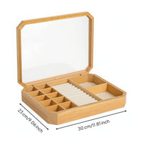 Wooden Jewelry Box with Compartments Divided Wooden Jewelry Box Desktop for Dresser
