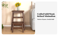 Two-Way-Purpose Solid Wood Ladder Stool Space-Saving Solid Wood Step Ladder Stable & Secure Wooden Folding Step Stool High Load Capacity for Homeowners, Seniors, Kitchen, Living Room, Closet, Library