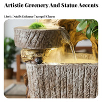 Indoor Waterfall Water Feature Built-in Humidifier Indoor Waterfall Feature LED Accent Lighting Peaceful Garden Floor Water Feature for Living Room