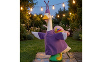 Butterfly Goose Ornament Green Base Porch Goose Ornament Outdoor Decoration Violet Whimsical Decor for Yard