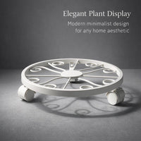 Rolling Plant Stand with Wheels, Heavy Duty Metal Plant Mover Trolley, Iron Plant Stand for Indoor Outdoor, 360 Swivel Casters, 32cm