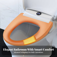 Instant Water Heating Smart Toilet Seat Adjustable Temperature Electric Bidet Toilet Seat Multiple Wash Modes Electronic Bidet with Dryer Wireless Controller Control for Families, Seniors, Children, Home, Restroom