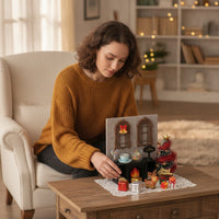 Christmas Fireplace Scene DIY Doll Furniture Realistic for Desk