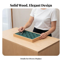 Solid Wood Frame Wooden Bracelet Display Tray Soft Padded Slots Bracelet Display Holder Protects From Scratches for Craft Fairs, Dresser Top