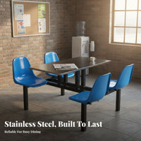 4-Person Cafeteria Table Rust-Resistant School Cafeteria Table Set Easy to Clean Commercial Furniture for Students, Employees, Restaurant, Kitchen