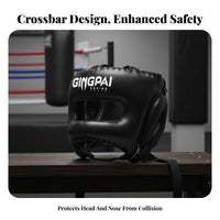 Cheek and Chin Protection Full Face Boxing Headgear Adjustable Fit Training Helmet with Nose Guard Shock Absorbing Padding Muay Thai Head Protector Tear Resistant PU Leather for Professionals, Trainees, Beginners, Competition, Gym, Dojo
