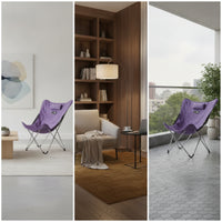 Lightweight Foldable Lounge Chair Portable Sling Chair with Headrest High-Back Compact for Campers, Hikers, Camping, Balcony, Picnics, Barbecue