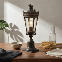 Outdoor Postlantern Crown-Like Finial Courtyard Wall Lamp Die-Cast Aluminum Pier Mount Light for Decoration