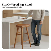 Nordic Design Backless Round Bar Stool Minimalist Design Counter Chair Stable Widened Base Seating Furniture Floor Protection Loop for Cafe Owners, Homeowners, Adults, Pub, Kitchen Island, Living Room, Office