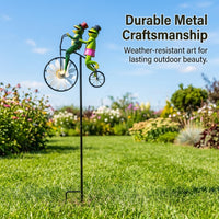 Frog Windmill Metal Garden Stakes Outdoor Decoration, Iron Ground Stake for Patio Decor, Yard Ornament for Gardeners and