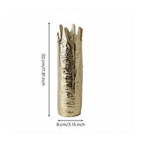 Gold Metal Vase Luxury Style Textured Cylindrical Vase Easy to Clean