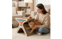 Vertical Cat Scratching Board Slanted Hourglass Cat Scratcher Installation-Free Scratch Lounger Long-Lasting for Cats