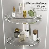 Corner Bathroom Shelves Wall Mounted Acrylic, Shelf for Organizers and Storage Shower Room, No Drill Floating Triangle Rack