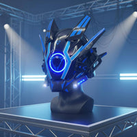 Retro-Futuristic LED Helmet Recharge-Capable Lights Sound Reactive Cosplay Helmet Adjustable Straps Retro-Futuristic Techwear Facepiece for DJs