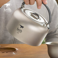 keith铠斯家用纯钛烧水壶户外便携式烧水壶泡茶壶1L钛水壶大容量