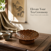 Ceramic Dessert Plate Chinese Japanese Style Snack Dish Fruit Nut Tray Tea Ceremony Serving Bowl