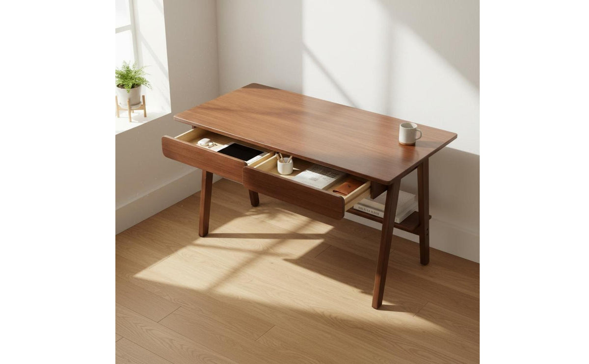 Easy to Match Wood-Wood-Core Writing Desk Stable Modern Simple Desk Space Saving Study Table Storage Drawers for Schoolchildren, Students