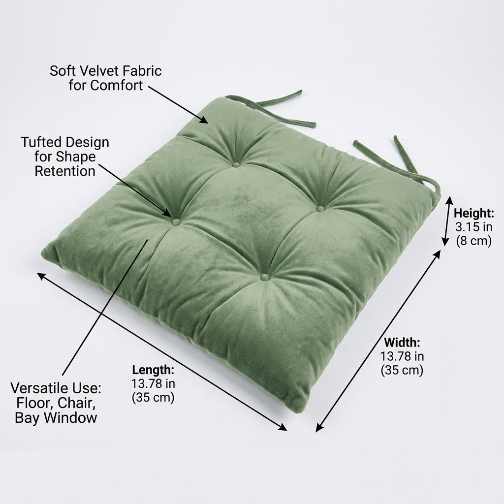 Velvet Tufted Floor Cushion, Round Meditation Seat Pad, Tatami Pouf for Bay Window, Dining Room Seating, Modern Minimalist