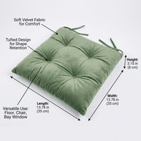 Velvet Tufted Floor Cushion, Round Meditation Seat Pad, Tatami Pouf for Bay Window, Dining Room Seating, Modern Minimalist