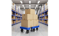 Flatbed Cart with Handle 6-Wheel Foldable Hand Cart Heavy Duty Folding Hand Truck for Office