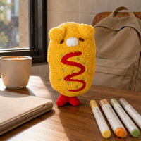 Zigzag Embroidery Soft Creature Writing Utensil Case Embroidered Creature Face Writing Utensil Case Yellow Stationery Bag Red Pull