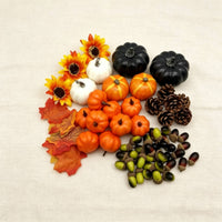 Artificial Pumpkins Assorted Fake Pumpkins with Maple Leaves Mixed Pumpkin Set for Decorators, Thanksgiving, Table Styling, Wreath Making