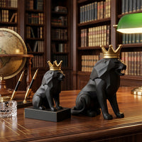 European Luxury Crown Lion Resin Sculpture Ornament for Bar and Restaurant Decor