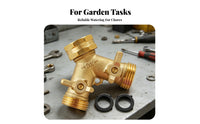 Rubber Sealing Rings Dual Shut off Hose Splitter Full Metal Body Brass Hose Splitter Rustproof Outdoor Tool Leak-Proof