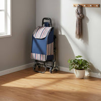 Ergonomic Handle Stair Climbing Trolley with Chair Large Capacity Rolling Grocery Trolley with Folding Seat for Elderly, Market