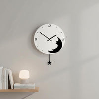 Swinging Tail Cat Clock Decorative Cat Pendulum Clock Creative Design Precise Timekeeping for Children, Children's Room, Bedroom