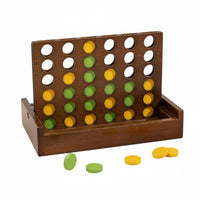 Four in a Row Game Educational Wooden Four in a Row Game Parent Child Interaction for Preschoolers, Home