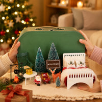 Suitcase Dollhouse Hard-Sided Miniature Dollhouse Suitcase Realistic Doll Travel Case for Collectors, Holiday Decor