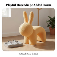 Cute Design Rabbit Shaped Stool Soft and Comfortable Cartoon Creature Stool Multipurpose Cartoon Rabbit Footstool Strong Load Capacity for Toddlers, Parents, Adults, Playroom, Entryway, Living Room, Kindergarten