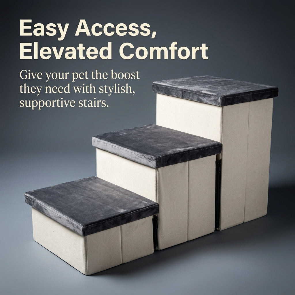 Dog Steps for Bed and Sofa with Foldable Design for Easy Storage, Pet Stairs for Small to Medium in Bedroom and Living Areas