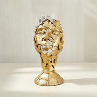 Hollow-out Face Sculpture Gleaming Abstract Face Sculpture Eye-Catching Resin Figurine with Butterfly for Homeowners, Living Room, Entryway Console
