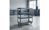 3-Tier Metal Utility Cart with Handle Heavy Duty Rolling Utility Cart Sturdy Long-Lasting for Mechanics, Beauticians, Garage, Workshop, Salon