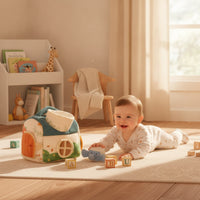 Compact Soft Toy House with Stuffed Animals Tactile Baby Shape Sorter House Sensory Textile Playhouse with Stuffed Animals Travel-Ready for Playroom