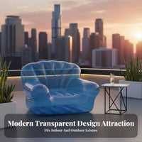 Easy to Inflate Transparent Inflatable Chair Lightweight PVC Lazy Air Sofa Ergonomic Design PVC Lazy Lounger Child Friendly for Campers, Outdoor Enthusiasts, Camping, Poolside, Garden, Backyard