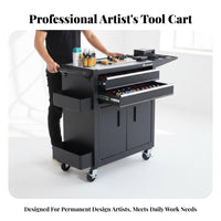 Permanent Makeup Workstation Cart Lockable Casters Mobile Workstation Trolley Wheels with Brakes Mobile Tool Cabinet for Artists, Beauty Salon