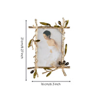 Photo Frame with Leaf Design Ornate Branch Photo Frame Metal Decor for Desk, Living Room, Office