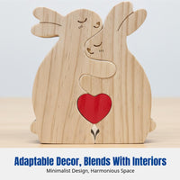 Wooden Hare Family Assembly Set, Hand-Carved Hardwood Figurines, Minimalist Home Decor, Easter Gift