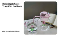 Heat Resistant Glass Blossom Teapot Safe Material 3D Flower Glass Kettle Elegant Design for Women, Adults, Kitchen, Living Room, Parties