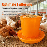 Chicken Feeder 20kg, Automatic Feeder for Poultry, Ducks and Geese, Robust Yellow Feeding Trough 53cm High