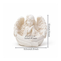 Angel Figurine Cream-White Cherub Figurine Angel Statue Serene Decor Resin for Collectors, Mantel, Bookshelf