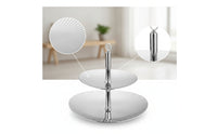 2 Tier Serving Stand Stainless Steel Oval Fruit Basket Sturdy Tableware for Dining Table, Kitchen Counter, Parties
