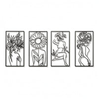 4 Pieces Abstract Female Line Simple to Hang to Hang Minimalist Metal Line Contemporary Design Style Abstract Female Wall Art